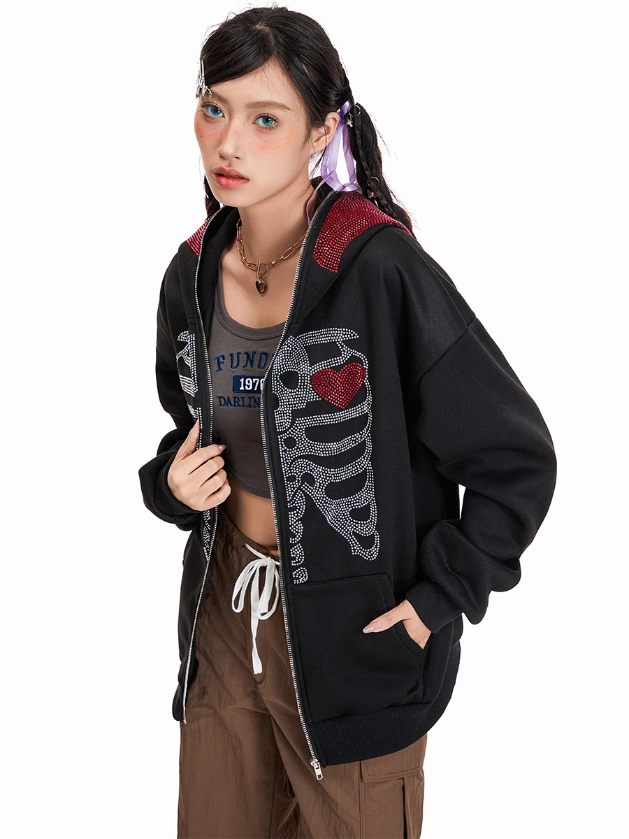 

Women Y2K Spider Web Hoodies Goth Harajuku Punk Jacket Fall Streetwear Oversized Vintage Graphic Full Zip Up Hoodie