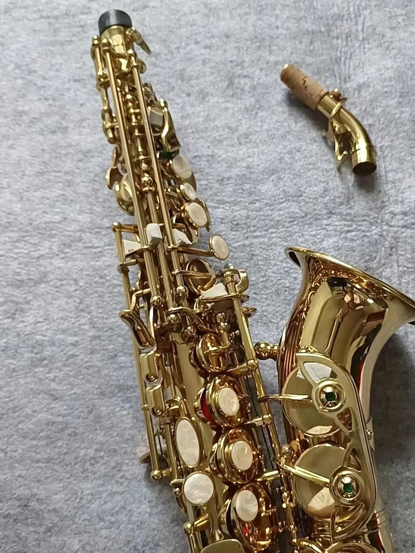 

901 профессионально изогнутый саксофон сопрано in B-плоский латунный позолоченный искусственный узор Сопрано-саксофон Джаз инструмент