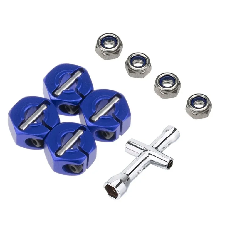 

Metal 12mm Hex Wheel Hub Adapter M4 Flanged Lock Nut Cross Wrench for Trxs 1/10 Slash 4X4 VXL 2WD Rustler RC Car