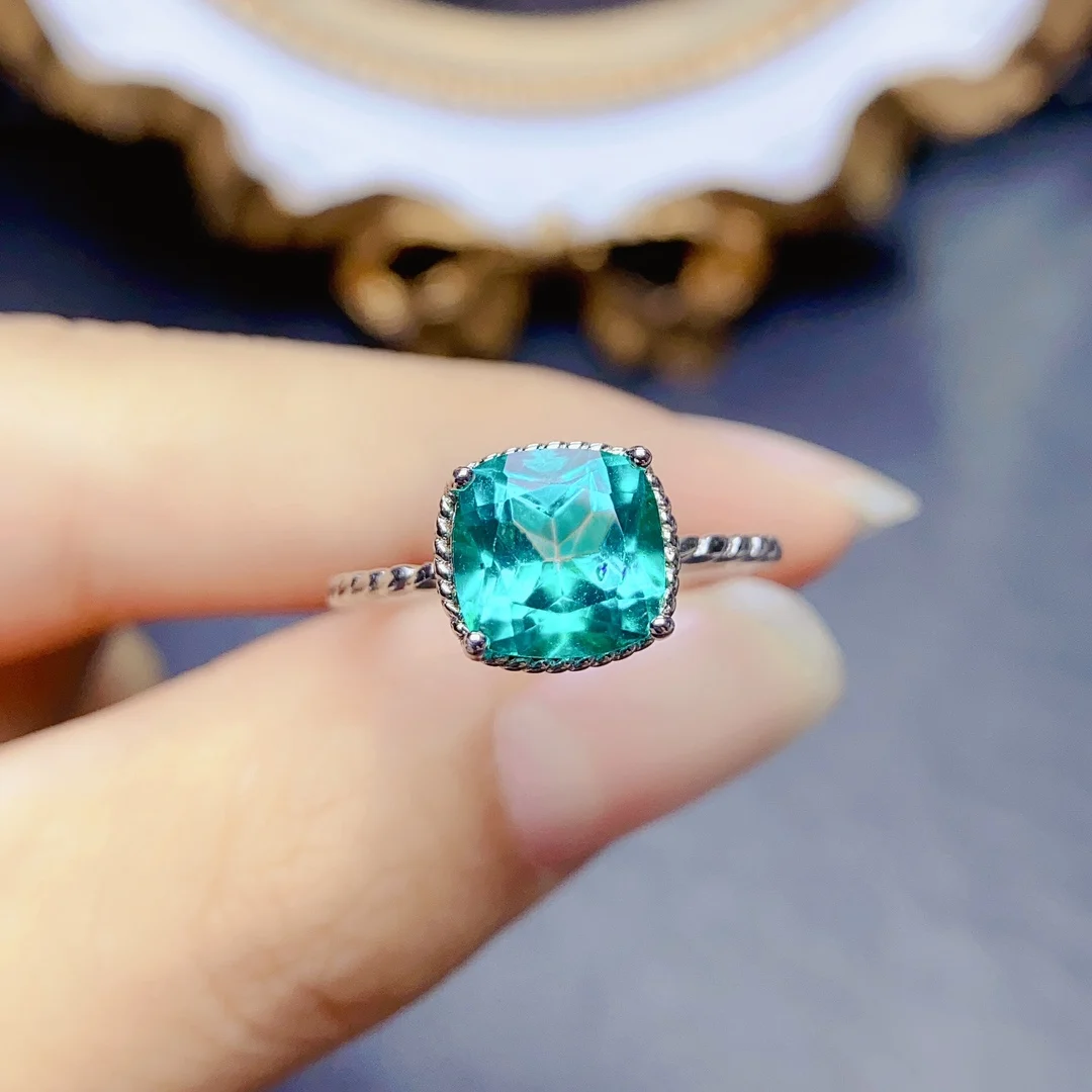 

Женское Обручальное Кольцо Paraiba, обручальное кольцо из серебра 925 пробы с натуральным зеленым топазом