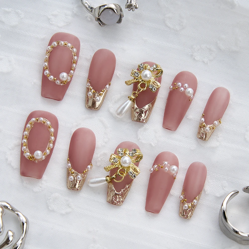 Handmade Nails Set Luxury Elegant Decorated with Pearl Fake Nails with Tool Kit Long Press on Acrylic False Nail Tips
Handmade Nails Set Luxury Elegant Decorated with Pearl Fake Nails with Tool Kit Long Press on Acrylic False Nail Tips