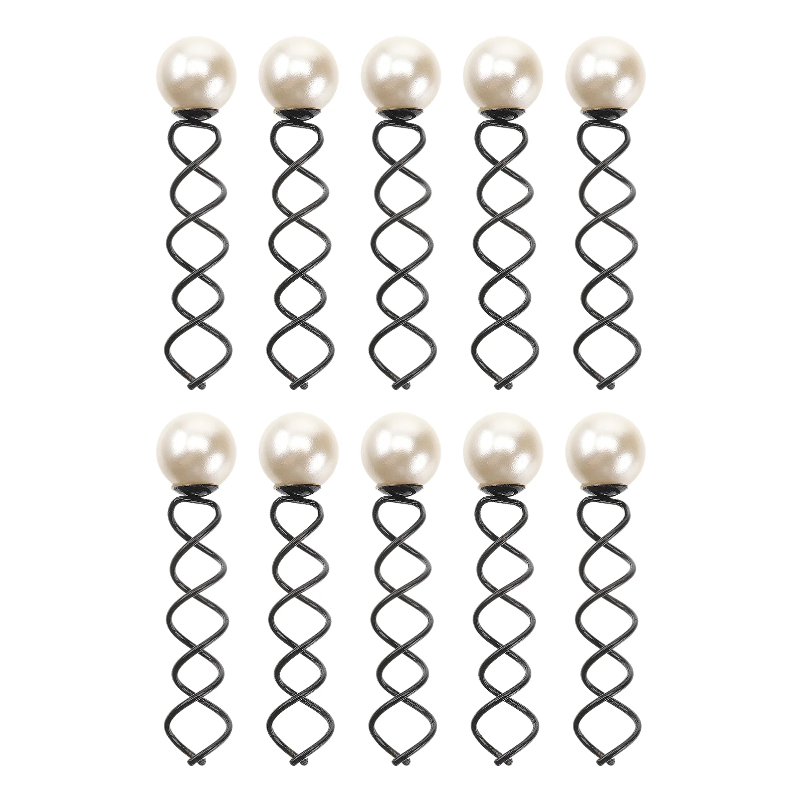 

10pcs Ladies Pearl Hair Pin Metal Coil Spiral Hairpin with Decoration for Wedding Prom Party Birthday (18MM Pearl)