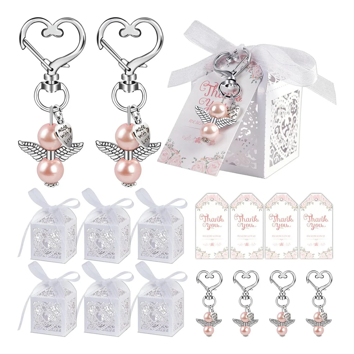 24Pcs Baby Shower Favors Including Cute Angel Keychains, Favor Boxes and Thank You Cards for Baptism Favors, Bridal
24Pcs Baby Shower Favors Including Cute Angel Keychains, Favor Boxes and Thank You Cards for Baptism Favors, Bridal