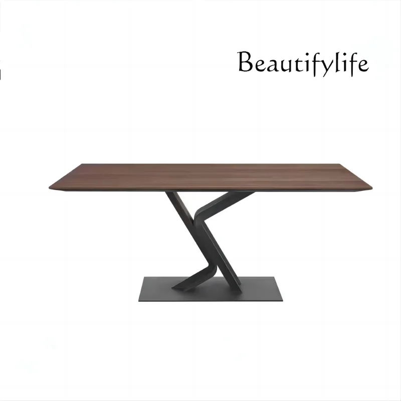 

Solid Wood Long Table Boss Designer Creative and Slightly Luxury Small Meeting Negotiation Reception Table Dining Table