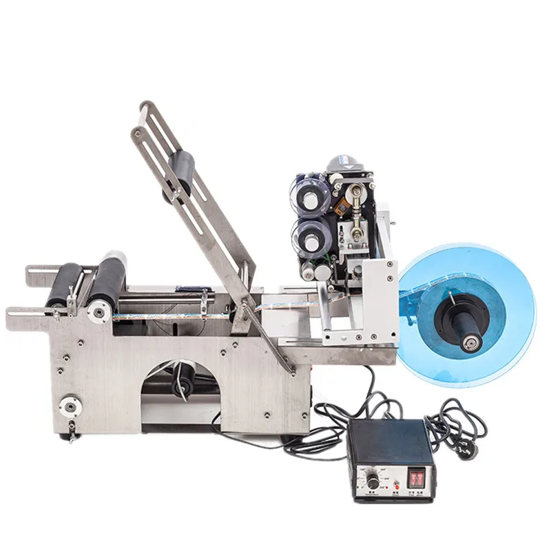 

New style manual label applicator, labeling machine for round beer bottle with printer