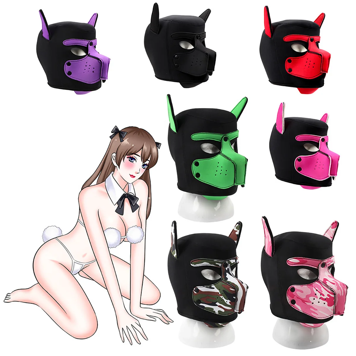 

1PCS Removable Dog Head Mask Headgear SM Alternative Toys Role-Playing Flirting Sex Toys For Women Men Party Mask