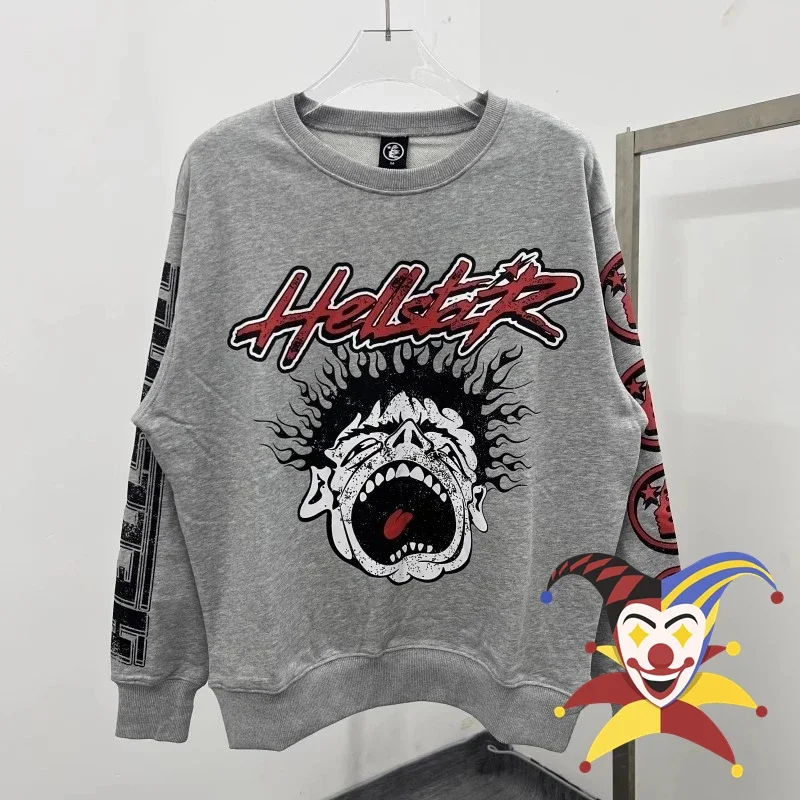 

Hellstar Studios Records Sweatshirts Men Women Hellstar Crewneck Hoodie Double Graphic Pullovers