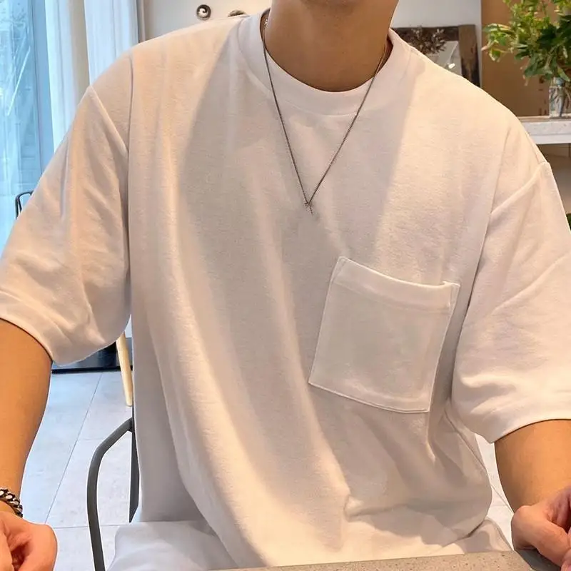 Men's High Street Pocket Solid Color Men and Women Couple Casual Short Sleeve T-Shirt High Quality Cotton Men's T-Shirt
Men's High Street Pocket Solid Color Men and Women Couple Casual Short Sleeve T-Shirt High Quality Cotton Men's T-Shirt
