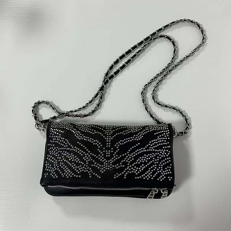 

Winter New Women's Shoulder Bag Black Willow Studded Chain Leather Women's Bag Fashion Hundred Crossbody Brand Designer