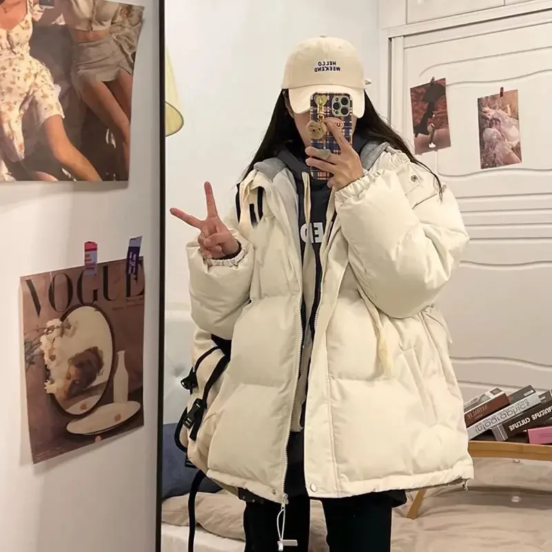 

2024 New Spring Short Jacket Woman Parkas Fall Winter Thicken Warm Spliced Coat Oversized Korean Fashion Loose Puffer Outerwear