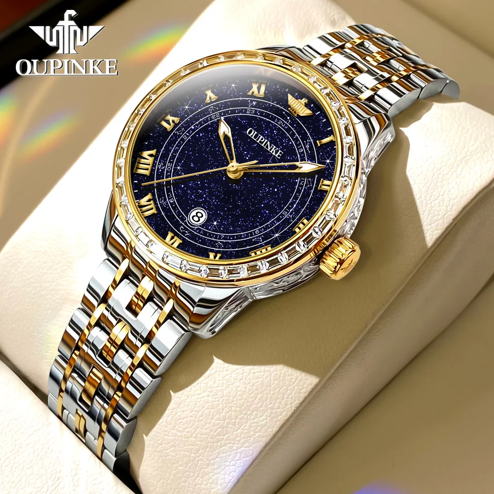 

OUPINKE 3203 Starry Sky Mechanical Watch For Women Roman Scale 50M Waterproof Elegant Woman Watches Swiss Brand Automatic Clock