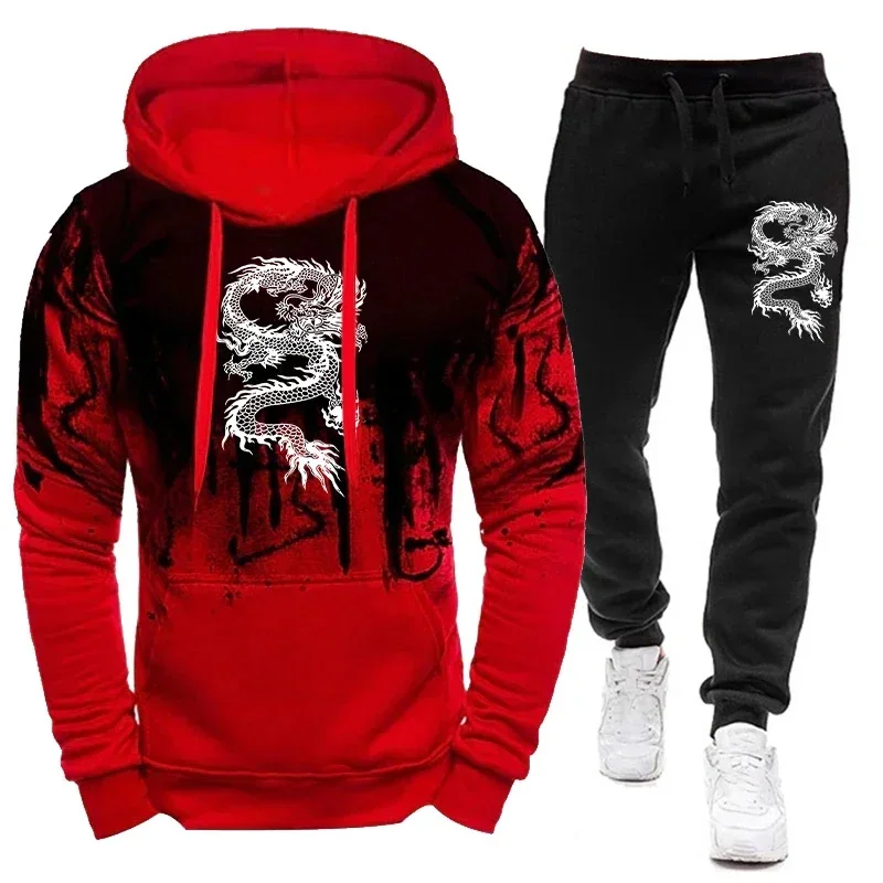 Autumn Men's Tracksuit Mens Loose Pullover 3D Printing of Dragon Patterns Casual Sweashirts Sweatpants Suit Fashion Tracksuit
Autumn Men's Tracksuit Mens Loose Pullover 3D Printing of Dragon Patterns Casual Sweashirts Sweatpants Suit Fashion Tracksuit