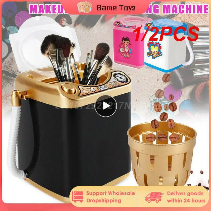 

1/2PCS Mini Electric Washing Machine Dollhouse Furniture Pretend Play Toys Very Efficient Useful For Wash Makeup Brushes Cleaner
