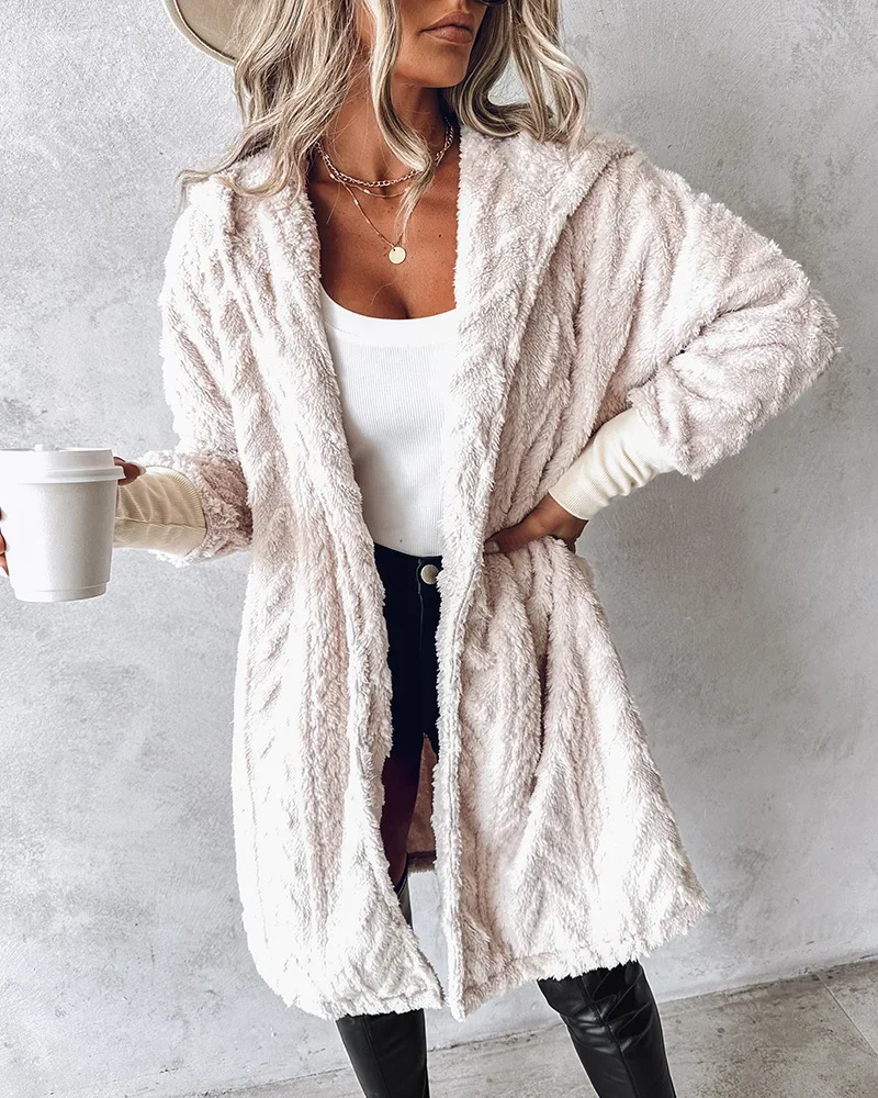 Women Solid Thick Long Coats Splice Hooded Full Sleeve Mid Length Cardigan Regular Casual Loose Jackets Autumn Winter 2023
Women Solid Thick Long Coats Splice Hooded Full Sleeve Mid Length Cardigan Regular Casual Loose Jackets Autumn Winter 2023