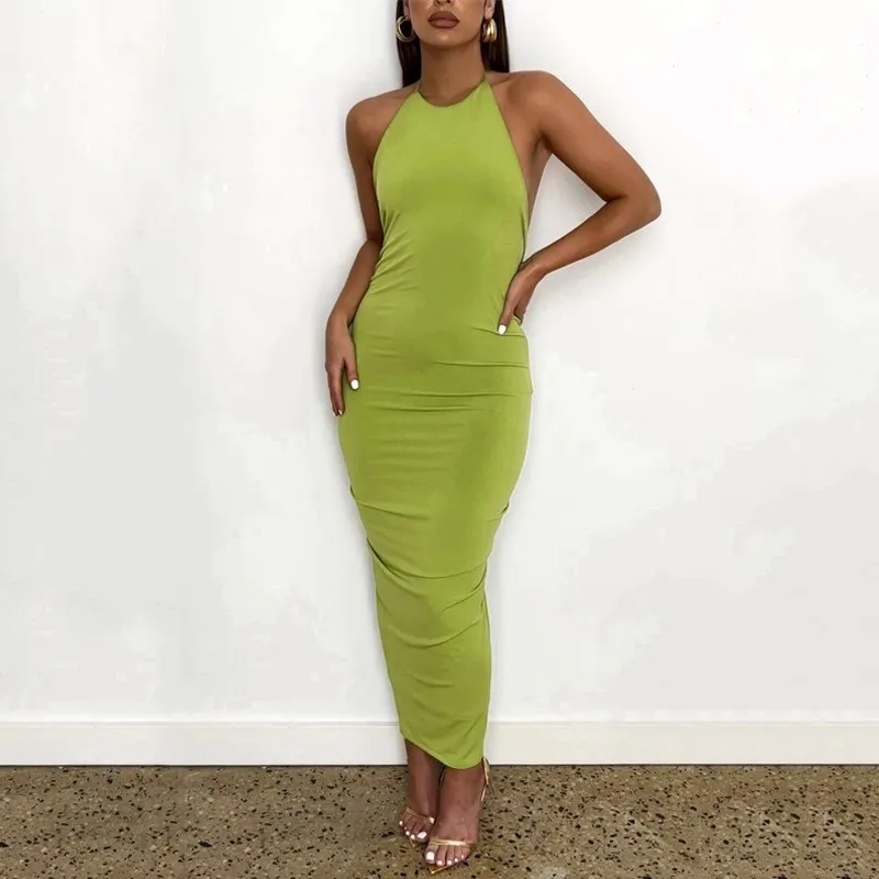 Self-cultivation Sexy Large Open Back Pucker Hanging Neck Strap Dresses Summer Women Clothing
Self-cultivation Sexy Large Open Back Pucker Hanging Neck Strap Dresses Summer Women Clothing