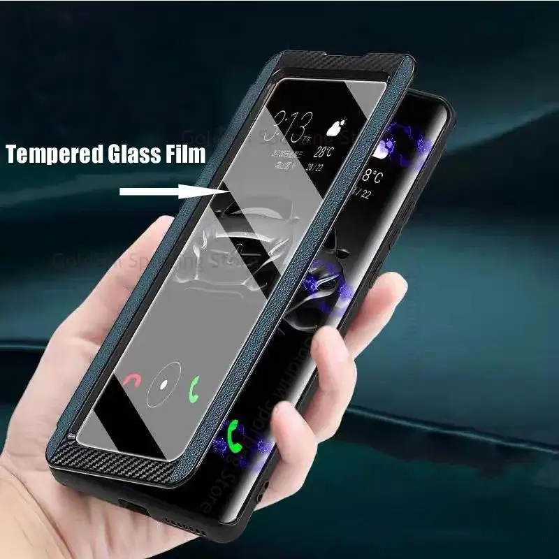 

View Window Tempered Glass Film Leather Phone Case For Motorola X40 Edge X30 Pro Book Stand Flip Cover For Moto Edge S30 X30 Pro