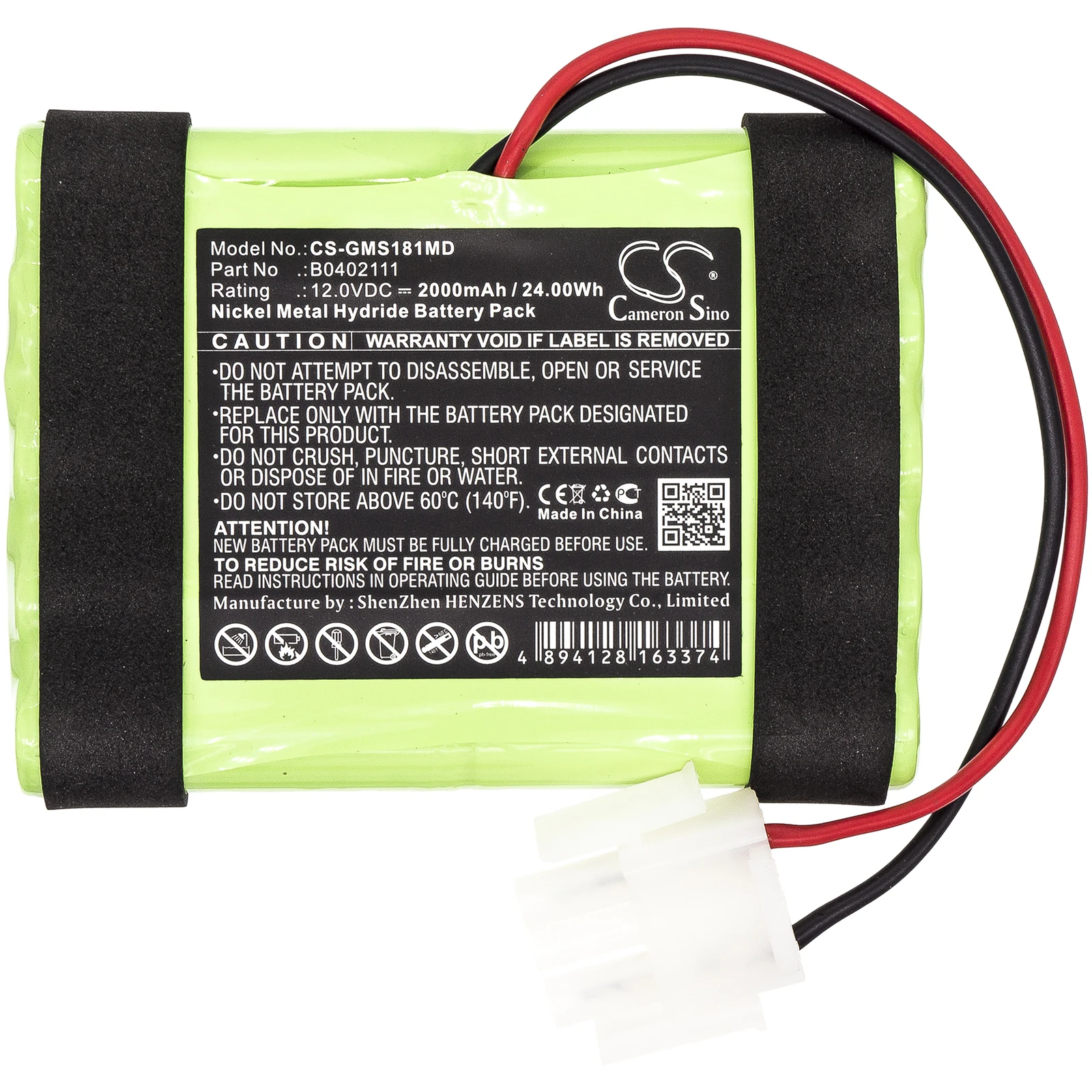 

Medical Battery For GE B0402111 Hellige Servomed SMS 181 Servomed SMS 182 Defi SCP851 Ni-MH 12.00V 2000mAh / 24.00Wh Green