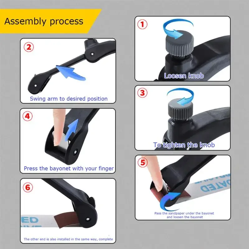

Handheld Adjustable Sanding Bow Sandpaper Holder with 25mm Width Sanding Belt Rack for Wood Grinding 5pcs Sandpaper Belt