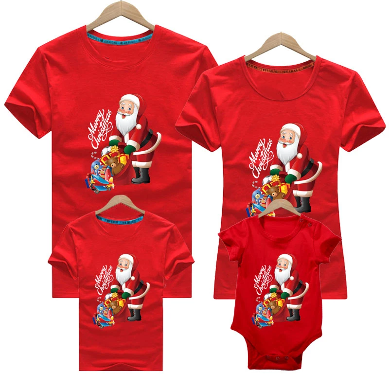 

New Family Look Dad Mom And Me Father Mother Daughter Son Christmas New Year Cotton Santa Claus Outfits Family Matching Clothes