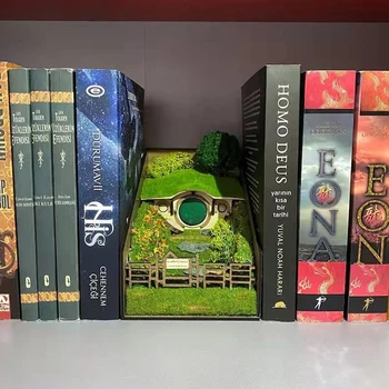 DIY 북엔드 스탠드 책 선반 삽입 장식, 북엔드 마이크로 랜드스케이프 책 장식품, 책꽂이 삽입 장식 상품 이미지