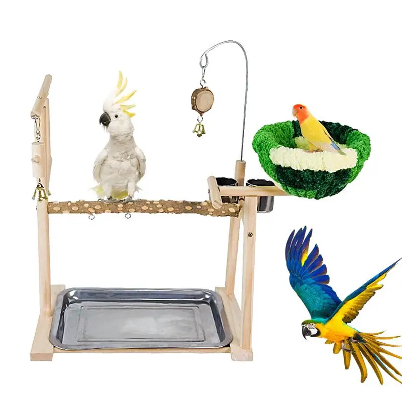 

Parrot Stand Playground Parakeet Bird Activity Play Center Wooden Bird Perch Stand For Cage Claw Grinding Toy To Relieve Boredom