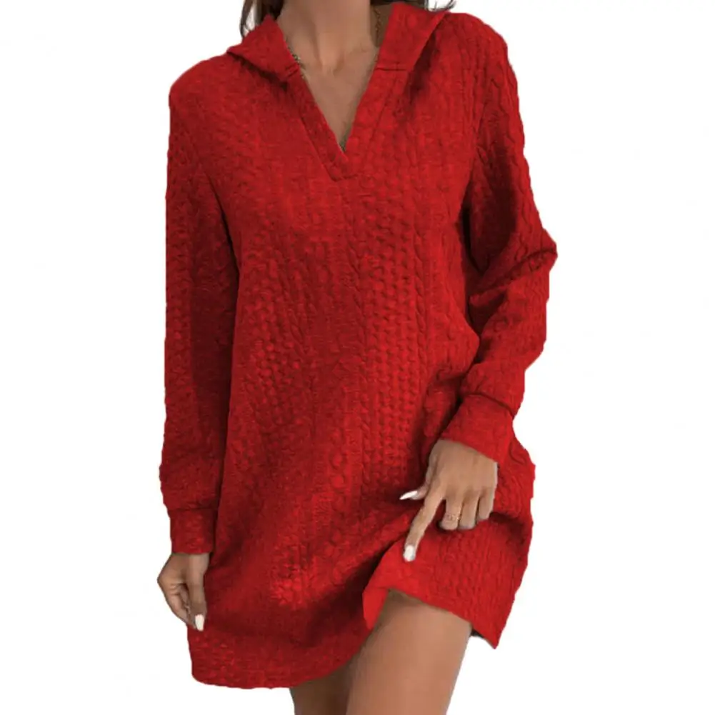 Fall Women Dress Hooded V Neck Thick Applique Pullover Long Sleeve Above Knee Length Dress
Fall Women Dress Hooded V Neck Thick Applique Pullover Long Sleeve Above Knee Length Dress