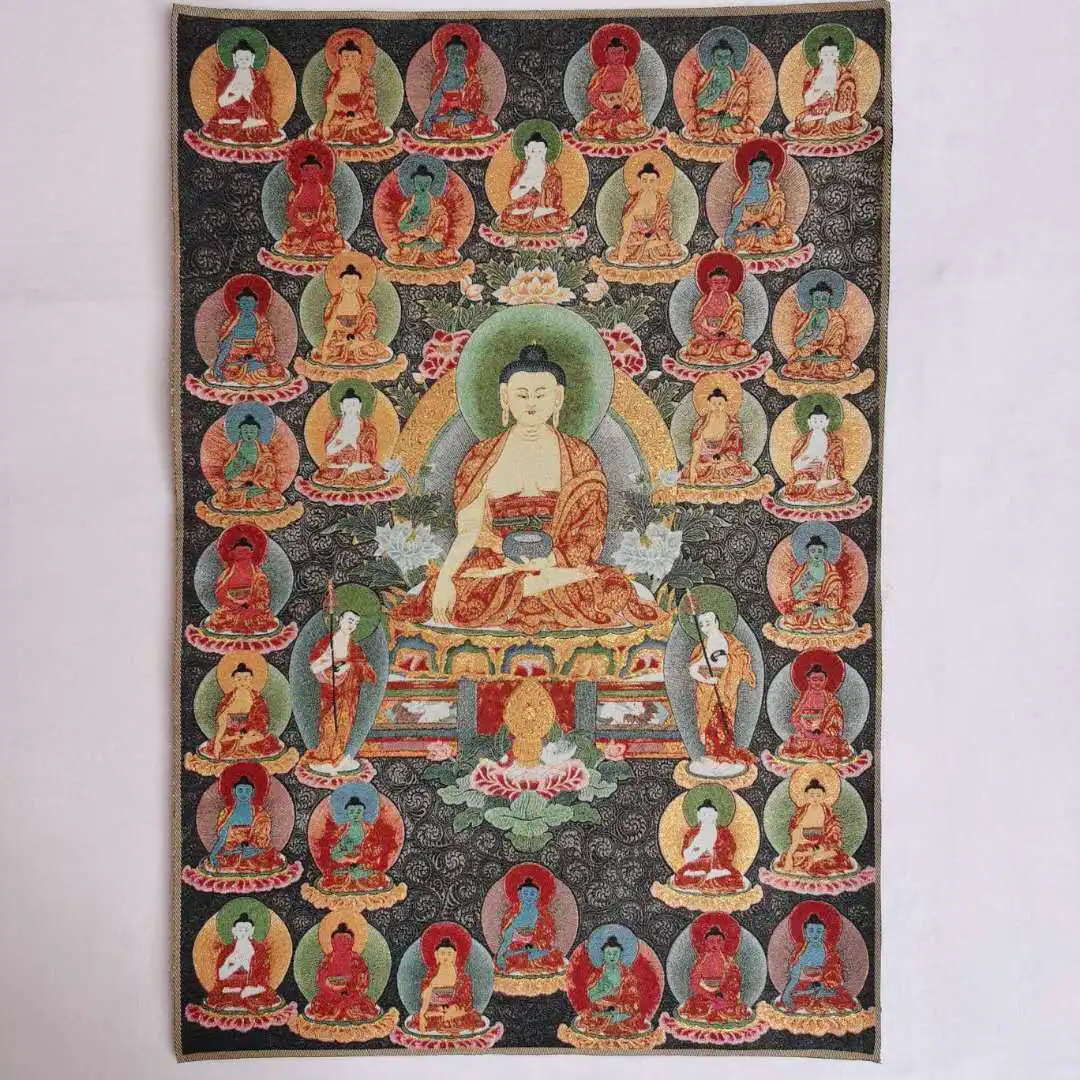 

Тибетская шелковая ткань 36 дюймов, буддизм 10000, Будда Tathagata Tangka Фреска тханка