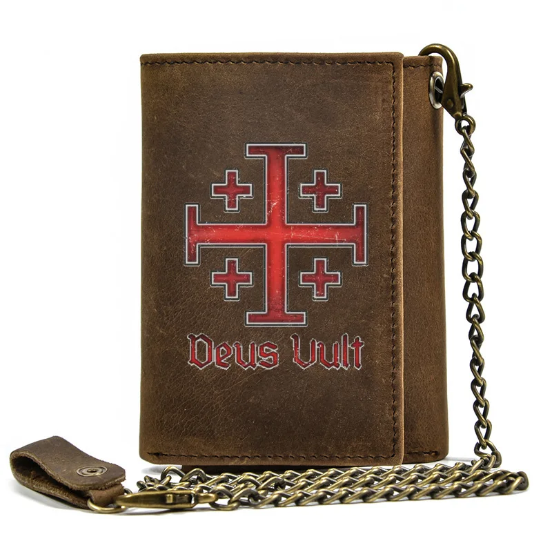 Men Genuine Leather Wallet Anti Theft Hasp With Iron Chain Deus Vult Knight Cross Cover Card Holder Rfid Short Purse
Men Genuine Leather Wallet Anti Theft Hasp With Iron Chain Deus Vult Knight Cross Cover Card Holder Rfid Short Purse