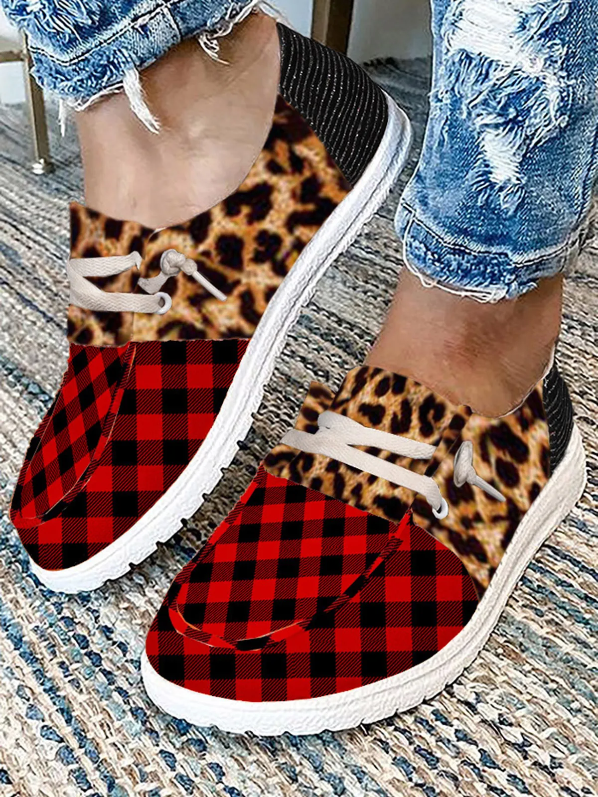 Buffalo Plaid Leopard Splicing Slip On Flat Sneakers Sports Shoes Women Comfortable Casual Breathable Lace-up Flat Running Shoes
Buffalo Plaid Leopard Splicing Slip On Flat Sneakers Sports Shoes Women Comfortable Casual Breathable Lace-up Flat Running Shoes