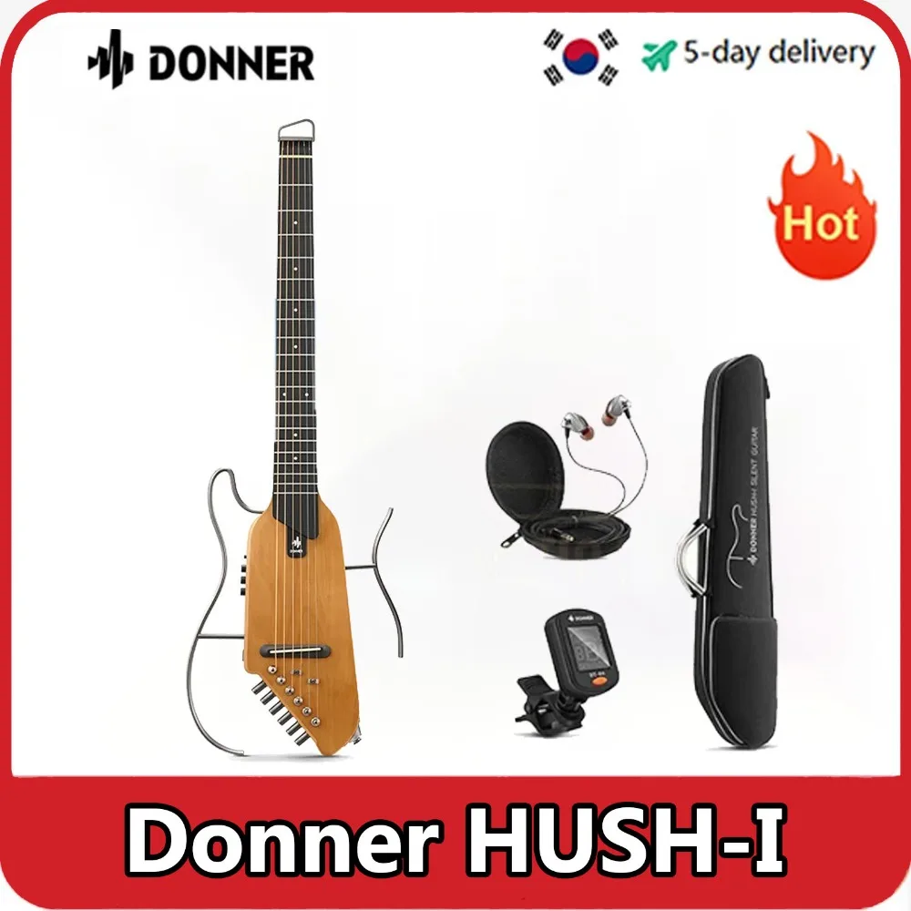 

Donner Travel Guitar, HUSH-I Headless Silent Guitar, Removable Frames Ultra Light Acoustic Electric Hush I Guitar