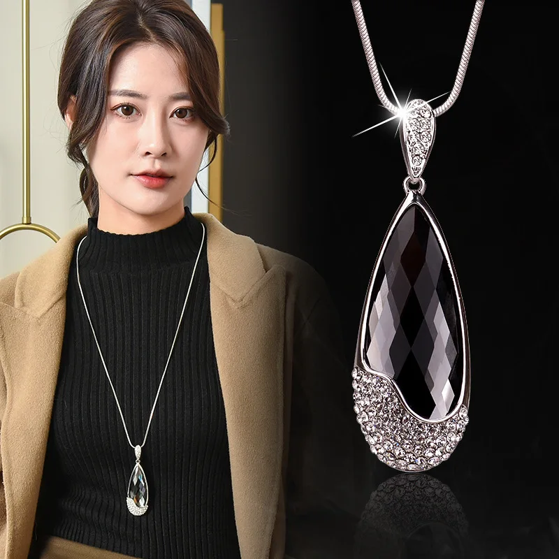 Big Water Drop Sweater Chain Necklaces for Women Crystal Choker Necklaces Jewelry Long Collier Femme Party Gift
Big Water Drop Sweater Chain Necklaces for Women Crystal Choker Necklaces Jewelry Long Collier Femme Party Gift