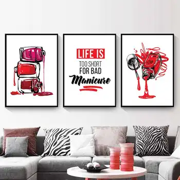 매니큐어 메이크업 매니큐어 아트 그림 현대 살롱 벽 포스터 및 인쇄 아름다운 패션 일러스트 레이션 도구 장식 HD3162