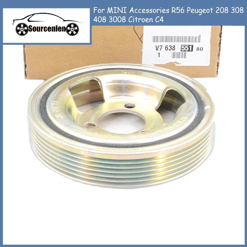Engine Crankshaft Belt Drive Pulley for MINI Accessories R56 Peugeot 208 308 408 3008 Citroen C4 V763855180 0515T2 0515.T2
Engine Crankshaft Belt Drive Pulley for MINI Accessories R56 Peugeot 208 308 408 3008 Citroen C4 V763855180 0515T2 0515.T2