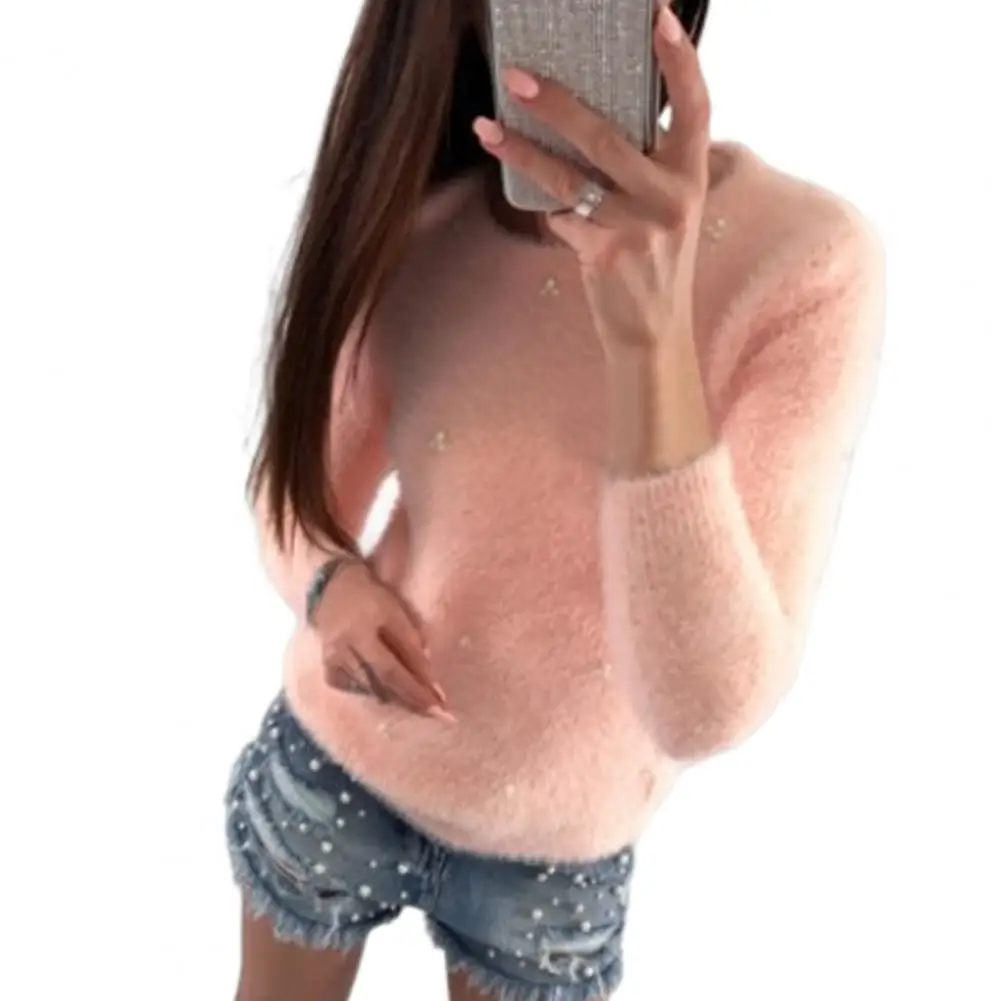 Trendy Knitted Sweater Long Sleeve Elastic Sweater Jumper Imitation Pearls Decor Fuzzy Knitted Pullover Sweater
Trendy Knitted Sweater Long Sleeve Elastic Sweater Jumper Imitation Pearls Decor Fuzzy Knitted Pullover Sweater