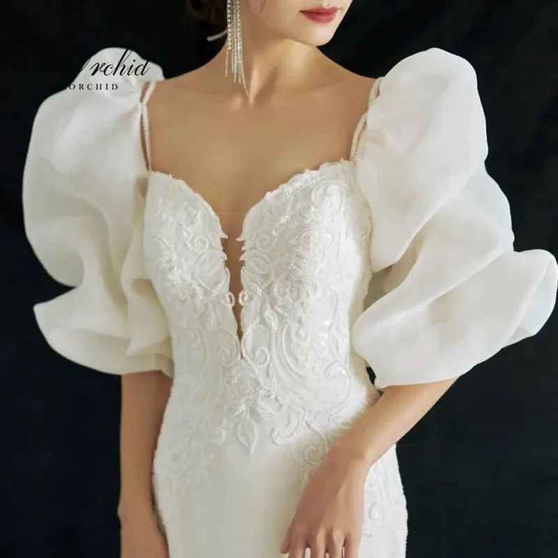 PEORCHID Princess Black/White Short Detachable Wedding Sleeves Bridal Separates Wedding Dress Decor Removable Puffy Sleeves
PEORCHID Princess Black/White Short Detachable Wedding Sleeves Bridal Separates Wedding Dress Decor Removable Puffy Sleeves