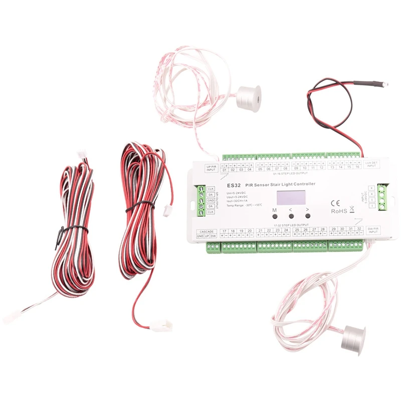 32CH ES32 PIR Sensor Stair Light Controller Human Body Infrared Inductive Switch Stair Lamp Control For Single Color
32CH ES32 PIR Sensor Stair Light Controller Human Body Infrared Inductive Switch Stair Lamp Control For Single Color