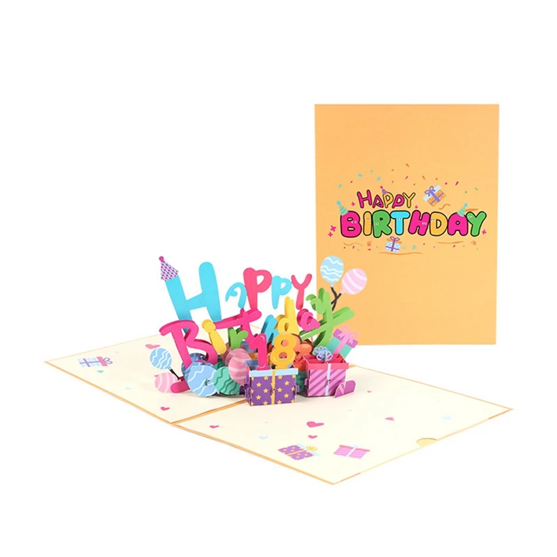 

Трехмерная поздравительная открытка на день рождения, красочная ручная работа, бумажная резьба, благословение, подарок, сообщение, вставка, цифровая прочная открытка