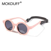 Baby Polarized Round Sunglasses Flexible Rubber Shades with Strap for Toddler Newborn Infant Ages 0-36 Months