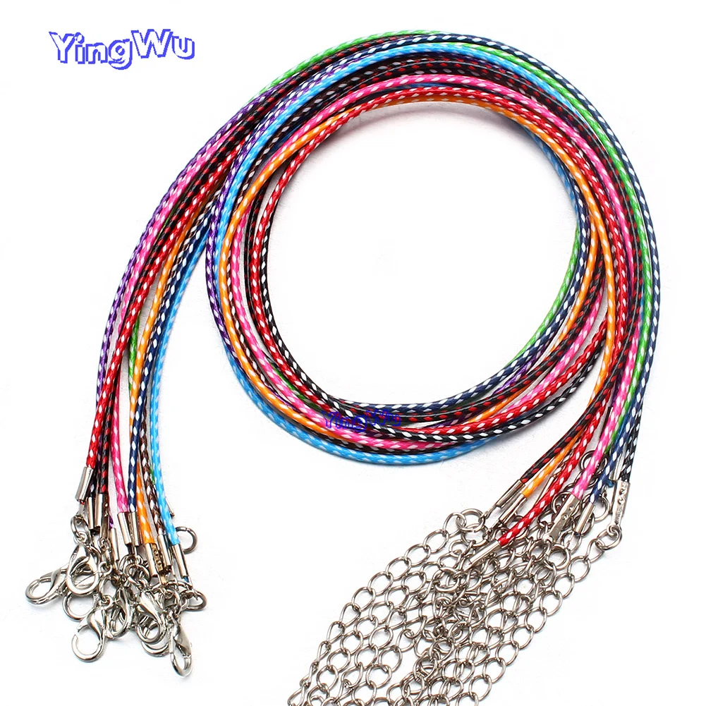 

100Pcs Braided Adjustable Colorful Leather Rope Wax Cord DIY Handmade Necklace Pendant Lobster Clasp String Cord Jewelry Chain