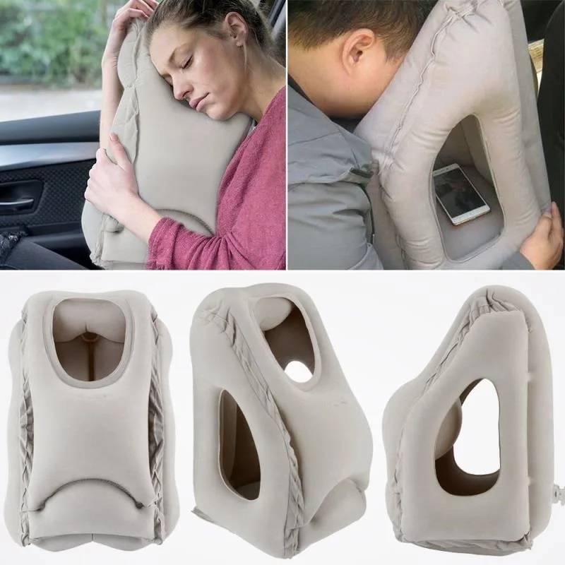 

Upgraded Inflatable Air Cushion Travel Pillow Headrest Chin Support Cushions for Airplane Plane Car Office Rest Neck Nap Pillows