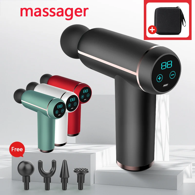 

New LCD Display Massage Gun Portable Percussion Pistol Massager For Body Neck Deep Tissue Muscle Relaxation Gout Pain Relief