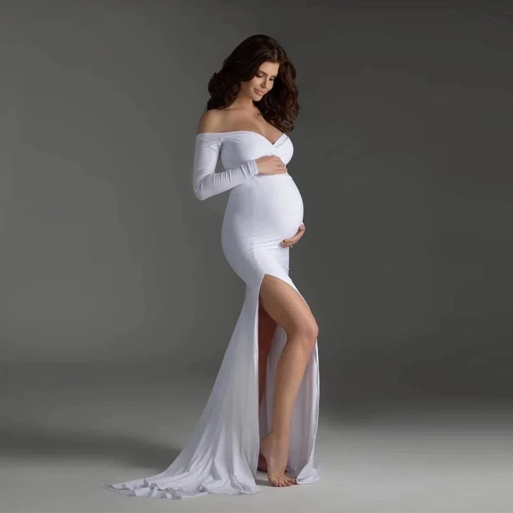 Shoulderless Maternity Dresses Photography Props Sexy Split Side Maxi Gown for Pregnant Women Long Pregnancy Dress Photo Shoots
Shoulderless Maternity Dresses Photography Props Sexy Split Side Maxi Gown for Pregnant Women Long Pregnancy Dress Photo Shoots