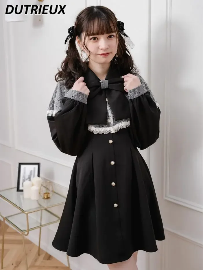 Rojita Japanese Style Lady Lace Cape Design Short Dress Large Bow Collar Slim Fit Tight Waist Slimming Long Sleeve Dresses
Rojita Japanese Style Lady Lace Cape Design Short Dress Large Bow Collar Slim Fit Tight Waist Slimming Long Sleeve Dresses