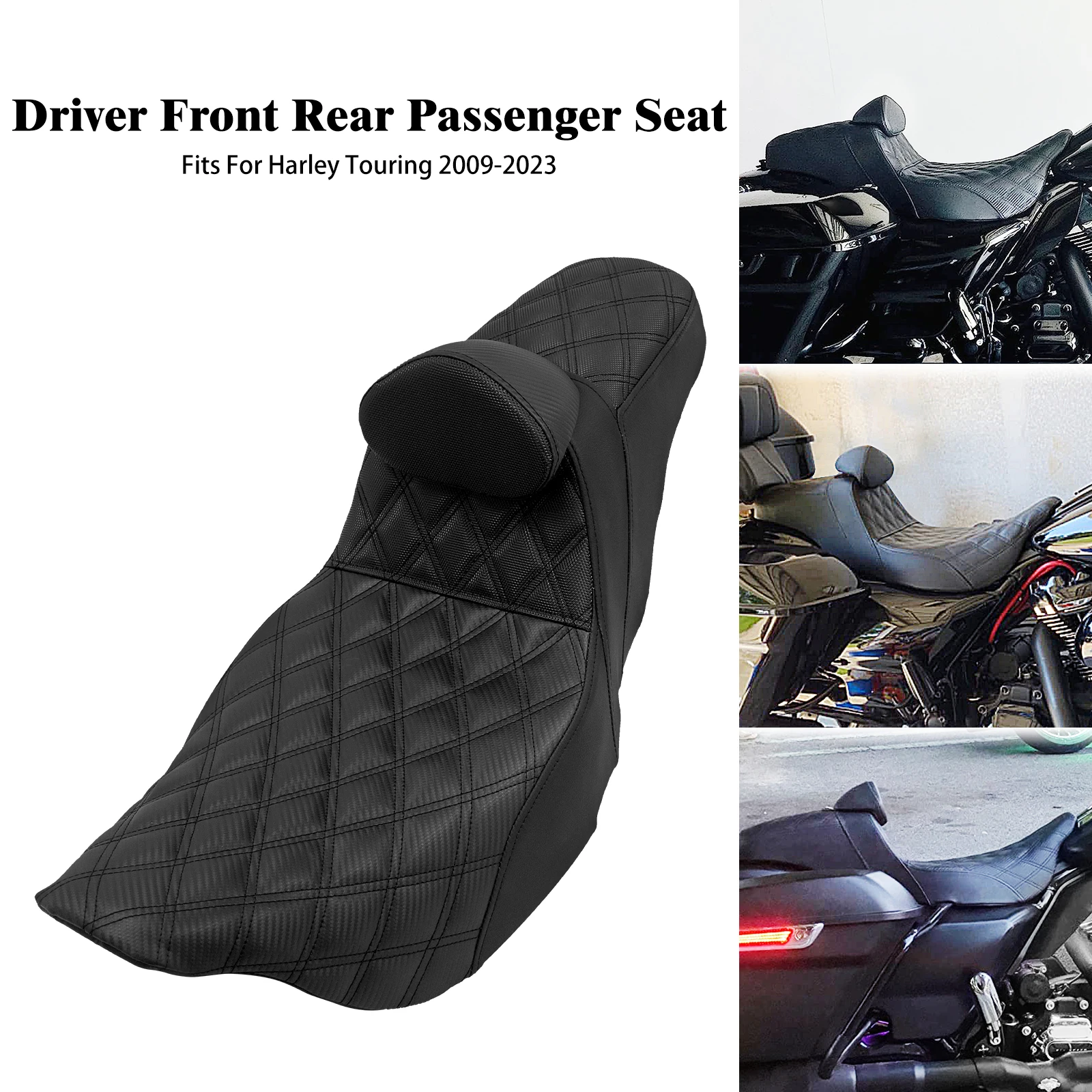 Motorcycle Two Up Driver Front Rear Passenger Seat Cushion With Backrest For Harley Touring Street Glide Road King FLHTK 09-2023
Motorcycle Two Up Driver Front Rear Passenger Seat Cushion With Backrest For Harley Touring Street Glide Road King FLHTK 09-2023
