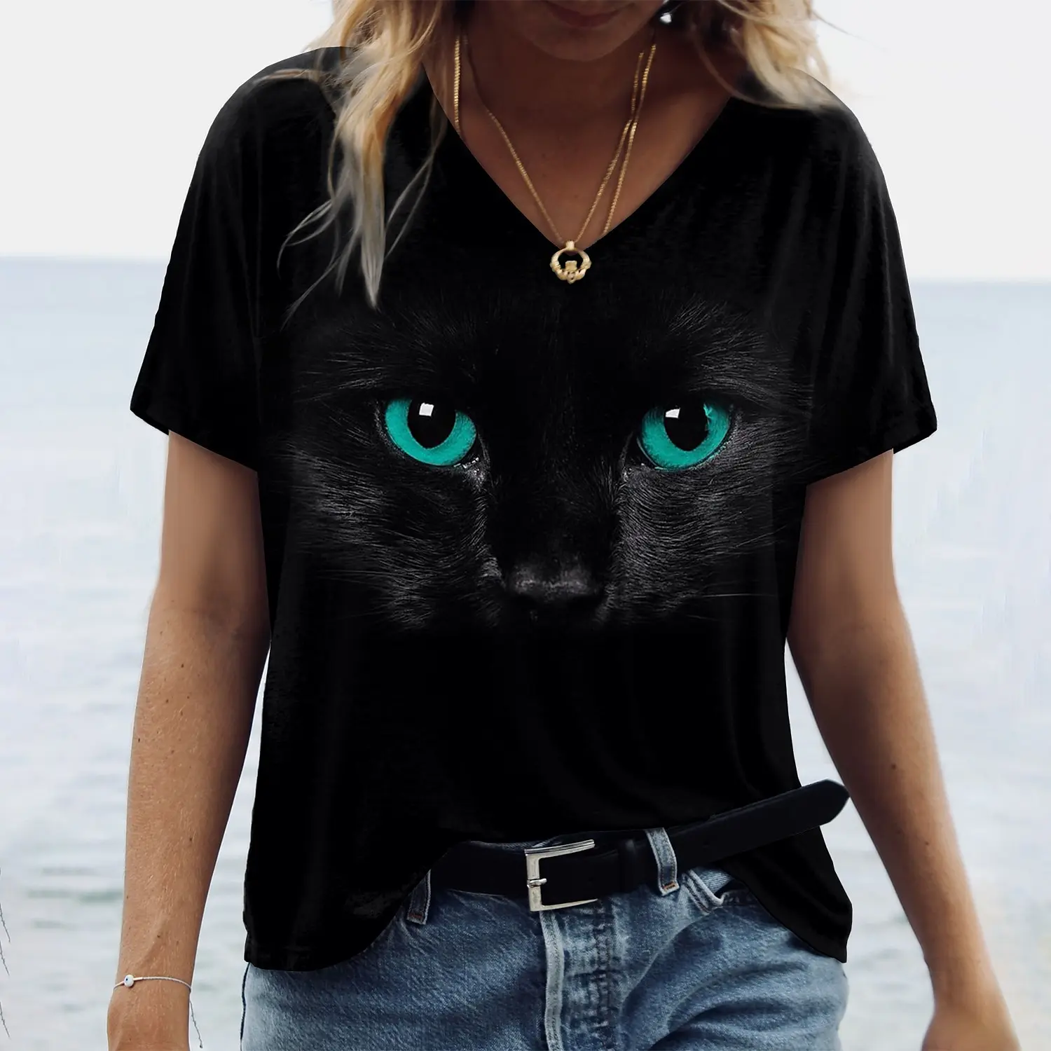Women's T-Shirt Kawaii Cat Print 3d T Shirt Top Fashion Y2k Short Sleeve Tees V-Neck Female Clothing Oversized Summer T Shirts
Women's T-Shirt Kawaii Cat Print 3d T Shirt Top Fashion Y2k Short Sleeve Tees V-Neck Female Clothing Oversized Summer T Shirts