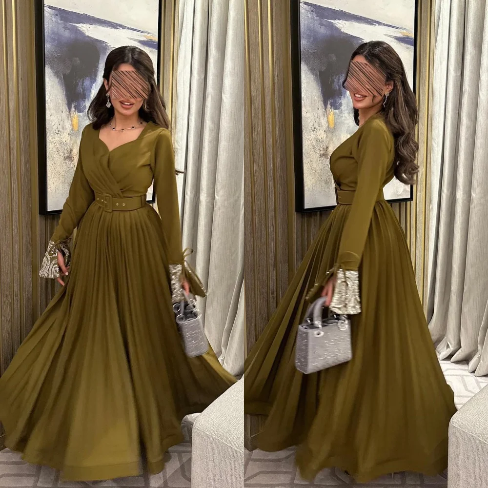 

Ball Dress Evening Prom Dress Evening Jersey Sash Ruched Valentine's Day A-line V-neck Bespoke Occasion Gown Midi Dresses
