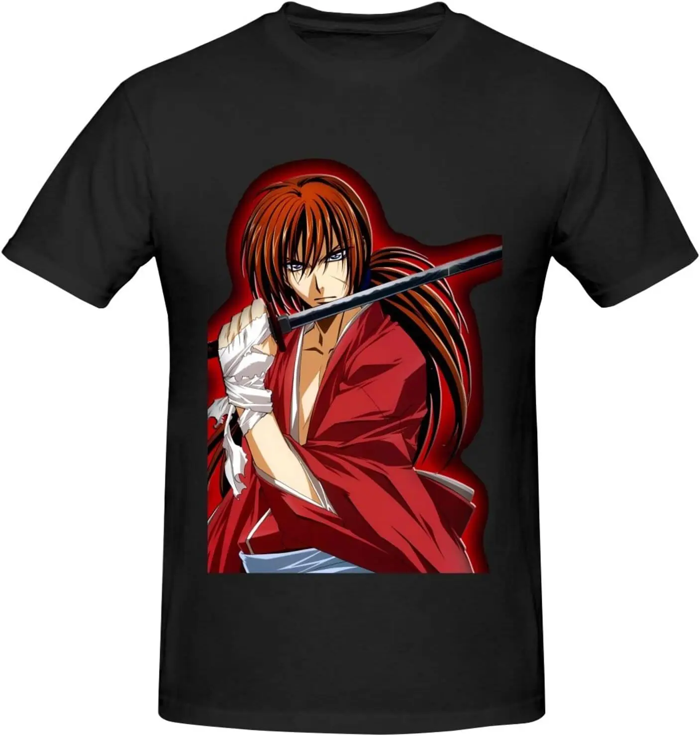 

Рубашка Rurouni Kenshin, Мужская персонализированная футболка с коротким рукавом и круглым вырезом, крутые повседневные топы, глубокий Хезер