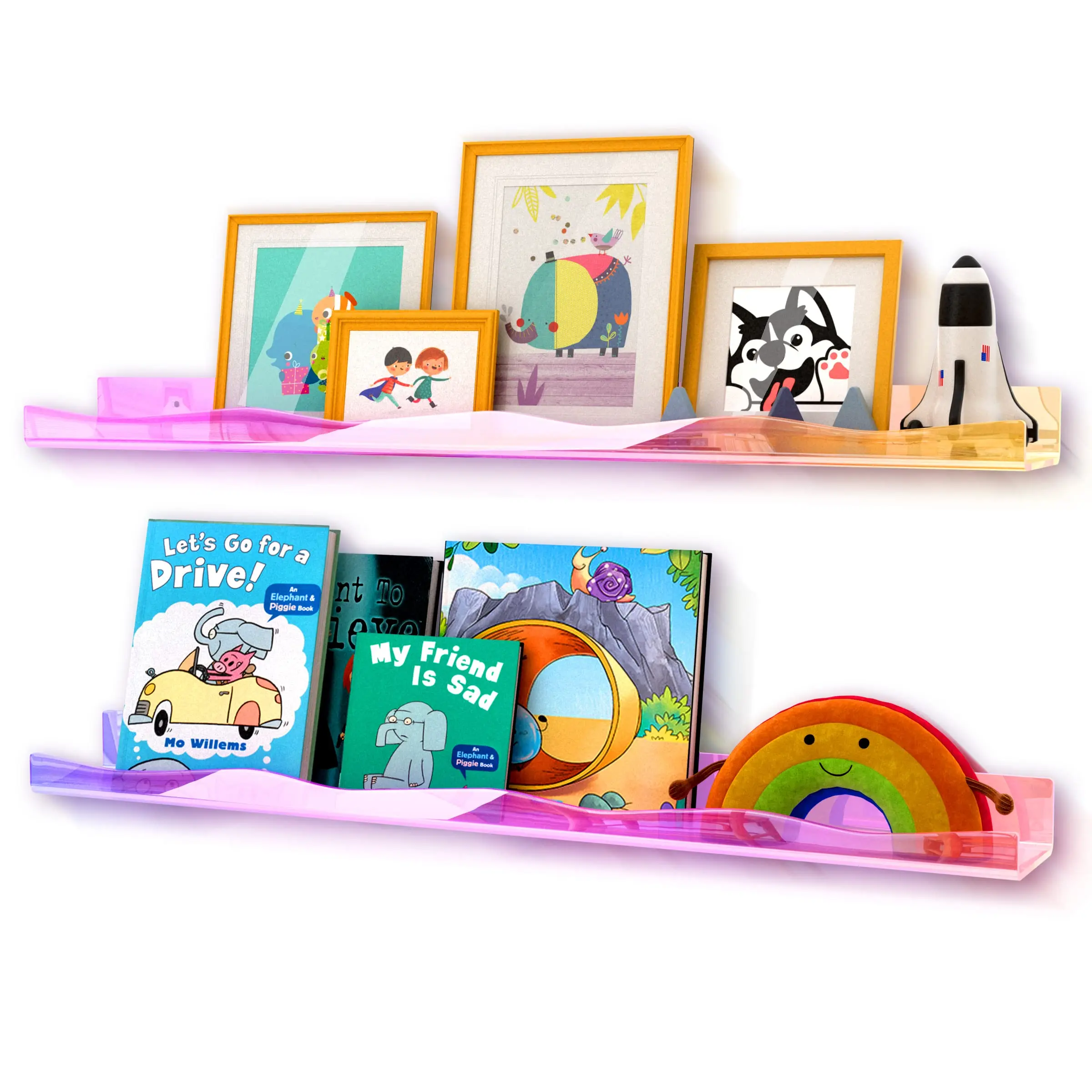 

Iridescent Acrylic Wall Mounted Floating Shelf,Room Wall Display Bookshelf,Bathroom Storage Ledge Shelves Toy Display Organizer