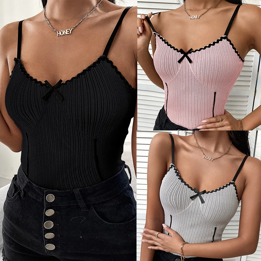 Summer Outfits for Women 2023 Hot Sale AliExpress Summer Tops Bowknot Lace Sexy Fashion Stripe Solid Color Camisole Slim Tops 
Summer Outfits for Women 2023 Hot Sale AliExpress Summer Tops Bowknot Lace Sexy Fashion Stripe Solid Color Camisole Slim Tops