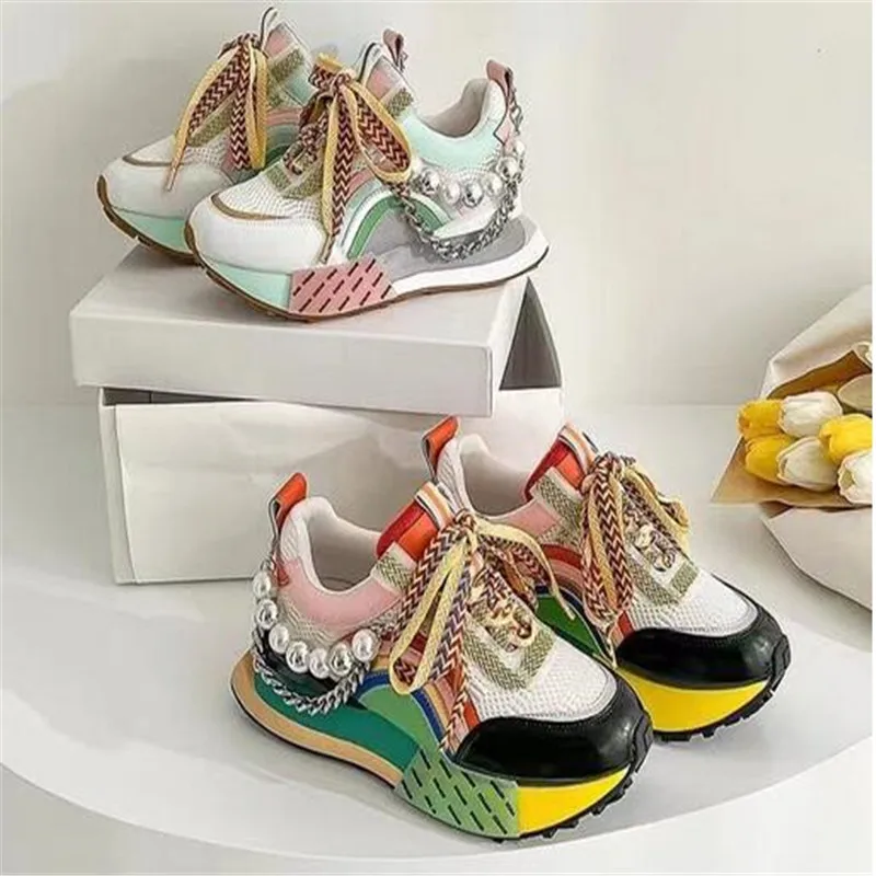 Women's Sneakers Original Design Pearl Chain Shoes Women Fashion Colorful Original Bottom Casual Sneakers For Girl
Women's Sneakers Original Design Pearl Chain Shoes Women Fashion Colorful Original Bottom Casual Sneakers For Girl